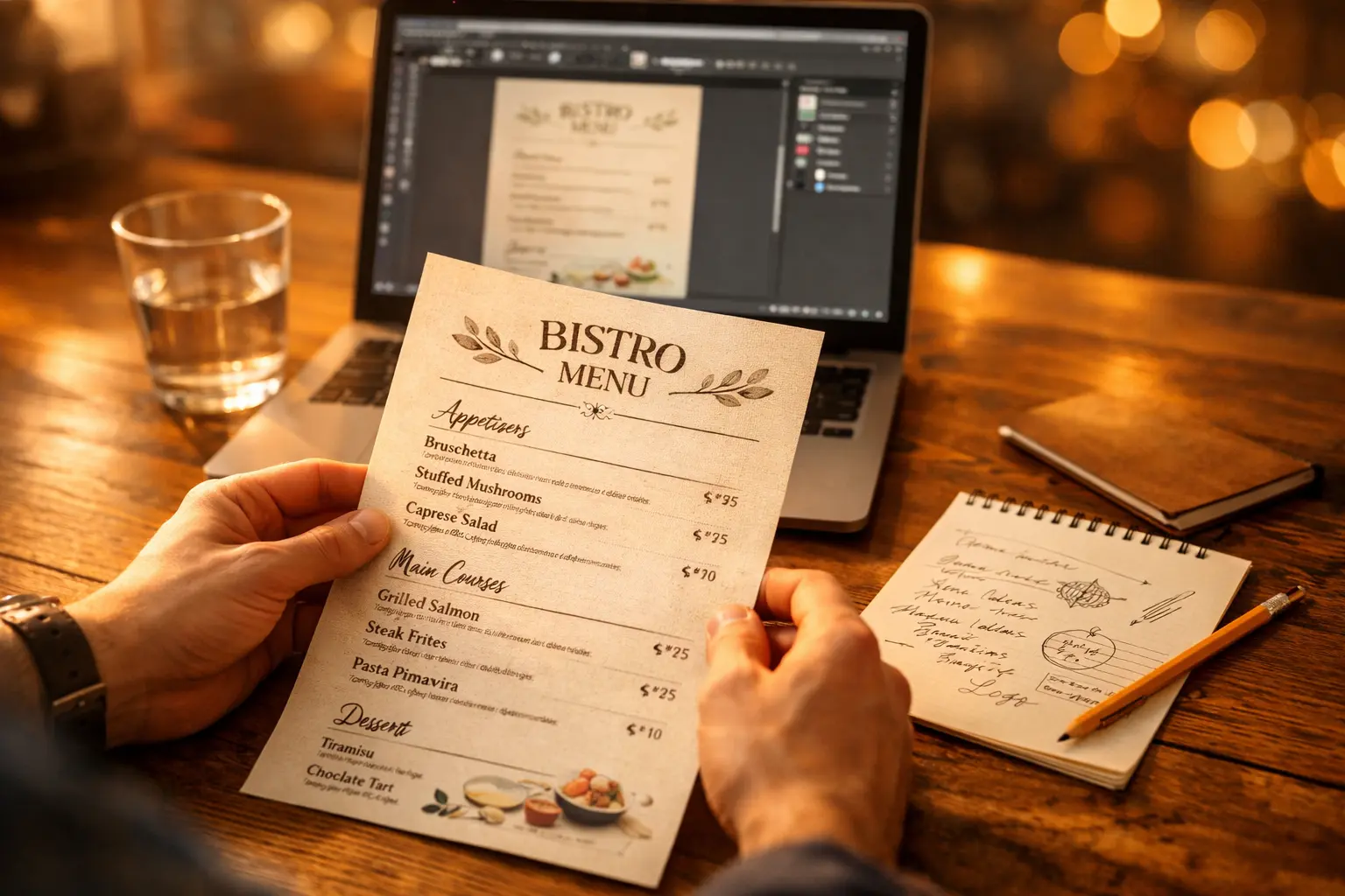 combien coûte la création d'un menu de restaurant