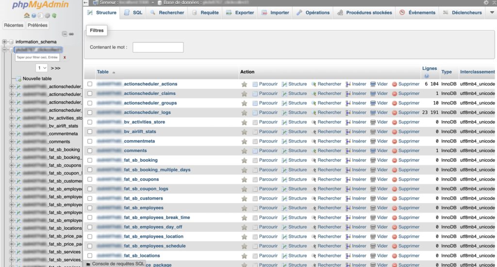 Comment est fait un site WordPress ? Ce que vous possédez vraiment 2 Liste des tables de la base de données WordPress dans phpMyAdmin